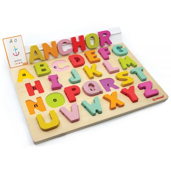 WOODEN ALPHABET PUZZLE WITH 50 FLASH CARDS “MY FIRST ENGLISH WORDS”