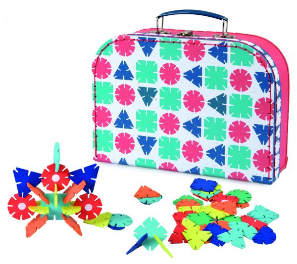 WOODEN CONSTRUCTION GAME FLOWERS WITH SUITCASE