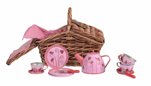 Egmont Toys – Tin Tea Set Lady Bug In a Wicker Basket
