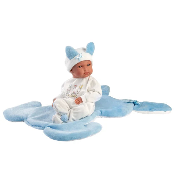 Llorens articulated doll 35 cm –Bimbo with bunny-shaped changing cushion