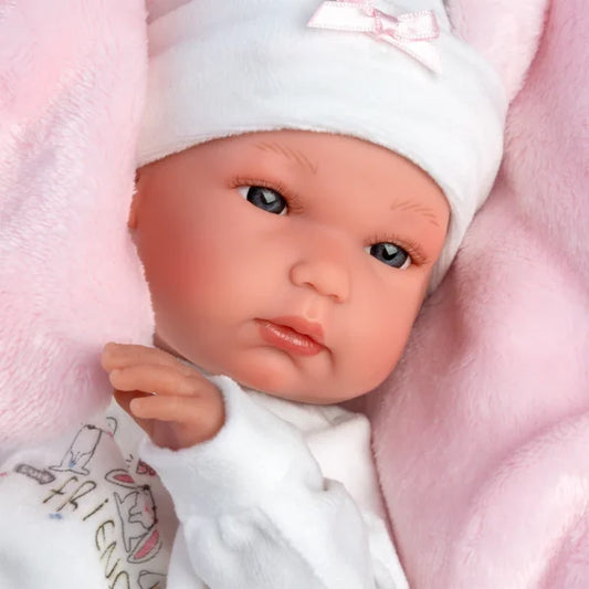 Llorens articulated doll 35 cm – Bimba with bunny-shaped changing cushion