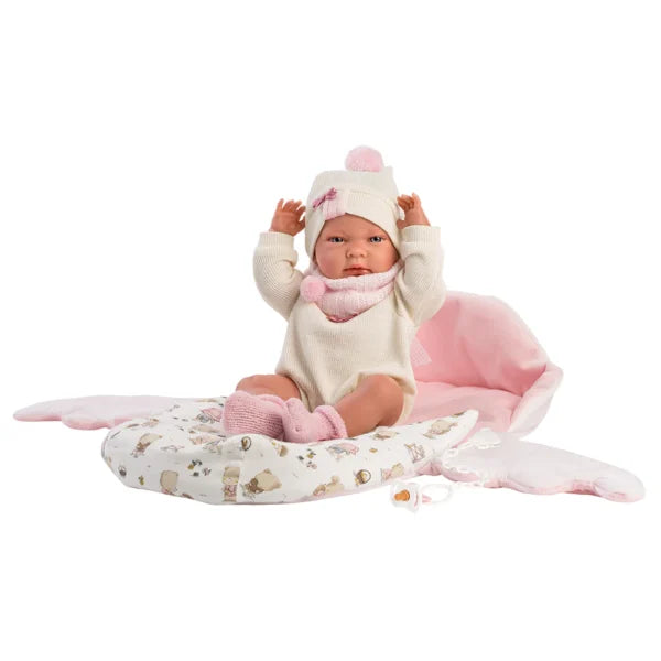 Llorens articulated doll 40 cm – Nica baby with pink bag