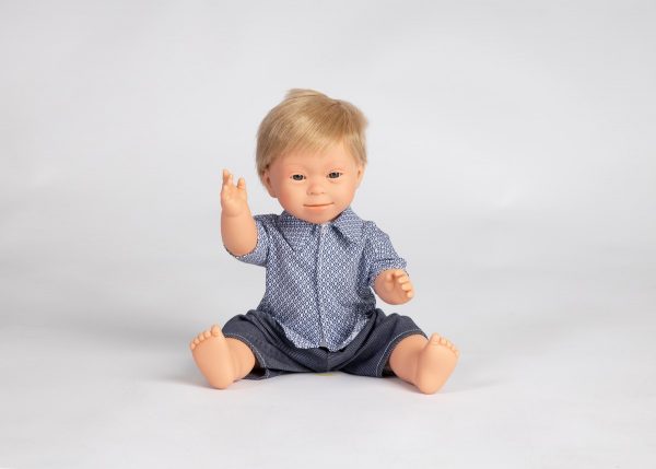 Dolls with Down Syndrome features-Baby doll boy 40 CM blonde