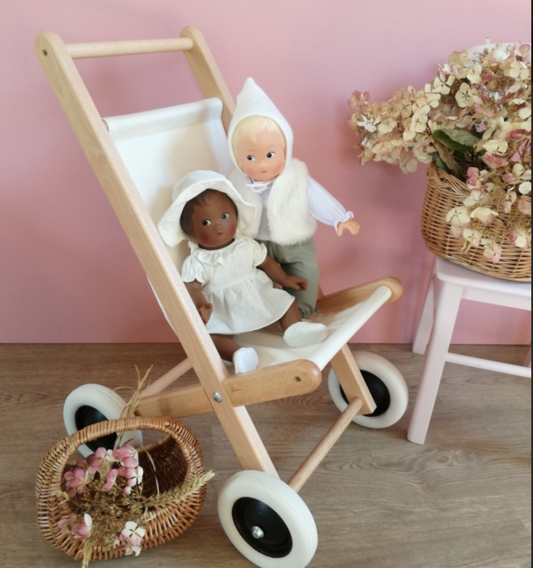 Egmont Toys 700157 – WOODEN BUGGY WITH NATURAL FABRIC