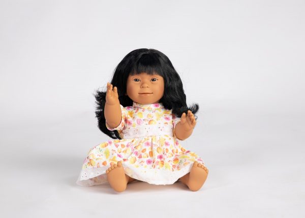 BABY DOLL WITH DOWN SYNDROME FEATURES 40 CM- Indian GIRL LONG HAIR