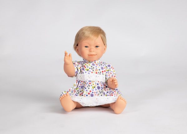Doll with down syndrome features 40cm short hair girl -Blonde