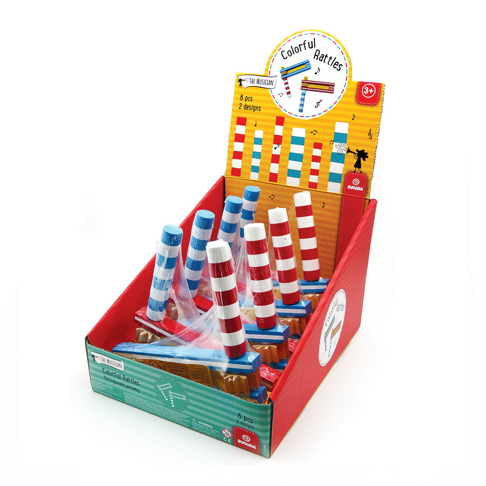 SVOORA COLORFUL RATTLE (1 DISPLAY WITH 8 PCS, 2 DESIGNS)  #14301