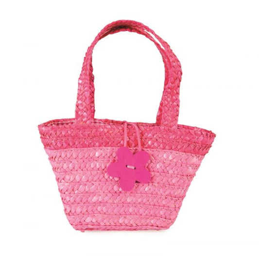 SHOPPING BAG DARK PINK WITH PINK FLOWER