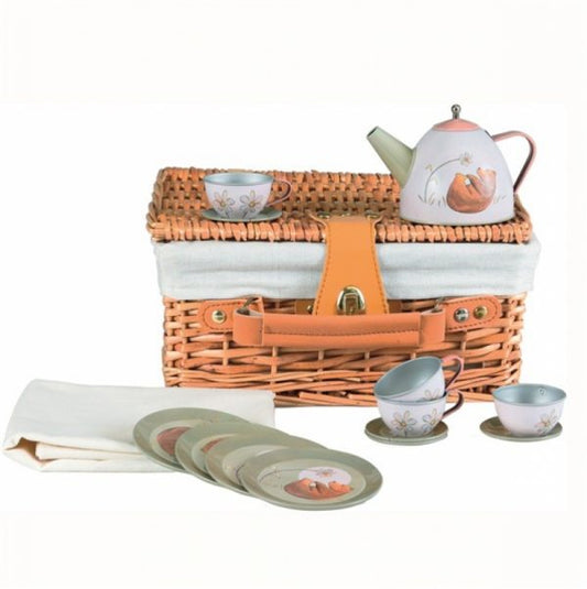 Egmont Toys – Tin Tea Set Forest In a Wicker Basket