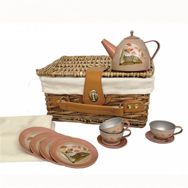 Egmont – Tin Tea Set Fawn In a Wicker Basket