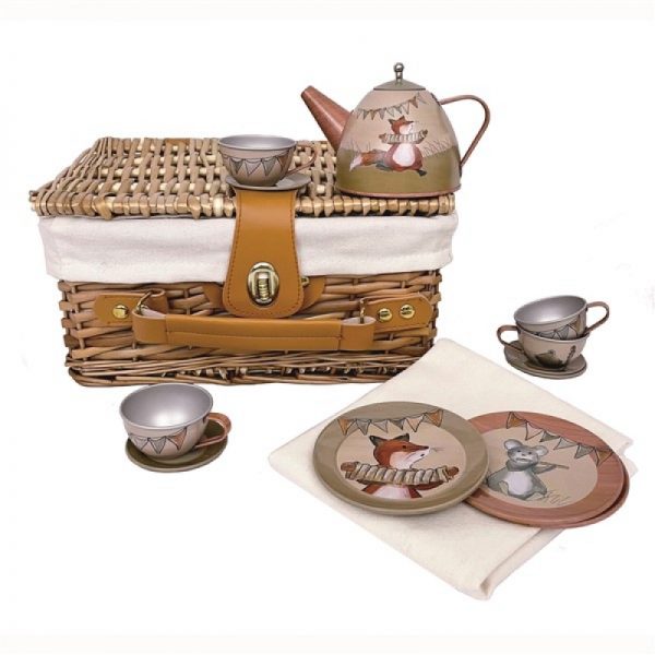 Egmont – TIN TEA SET MUSICIANS IN A WICKER BASKET