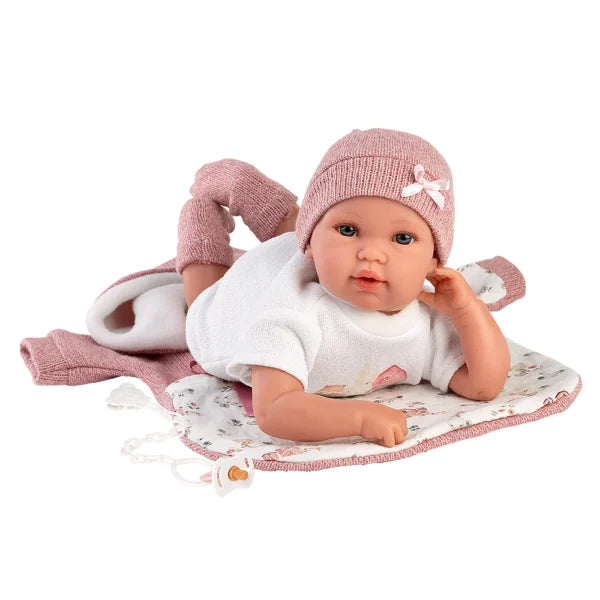 Llorens crying doll 36 cm – Newborn with baby crying sound with sleeping bag