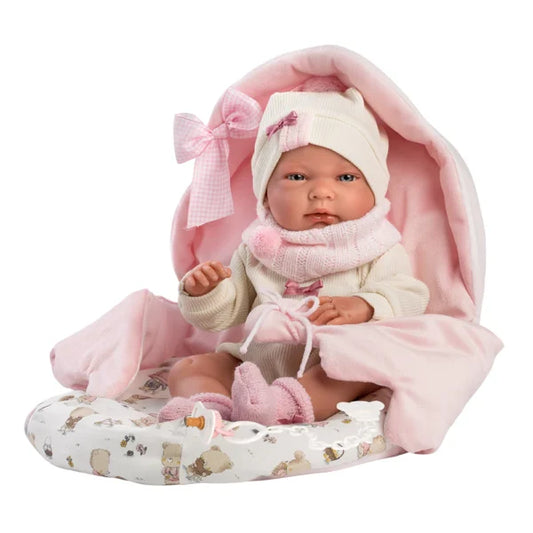 Llorens articulated doll 40 cm – Nica baby with pink bag