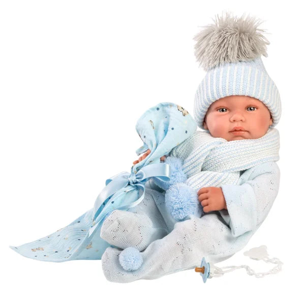 Llorens articulated doll 43 cm – Baby Tino with Bambi Celeste shawl