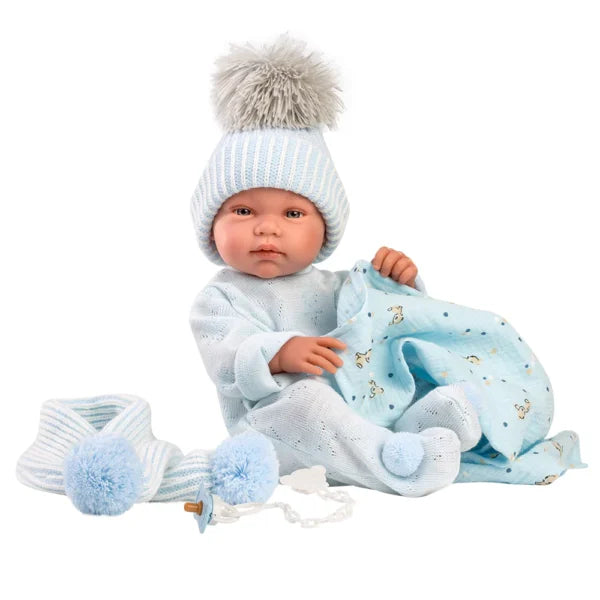 Llorens articulated doll 43 cm – Baby Tino with Bambi Celeste shawl
