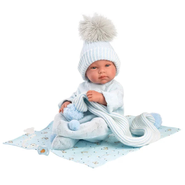 Llorens articulated doll 43 cm – Baby Tino with Bambi Celeste shawl