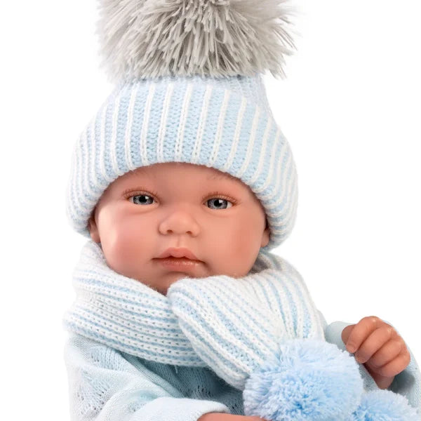 Llorens articulated doll 43 cm – Baby Tino with Bambi Celeste shawl