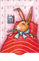 Greeting Card -2 way Get well soon Bunny