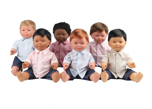 DOLL WITH DOWN SYNDROME AFRICAN GIRL WITH LONG CURLEY HAIR 40 CM