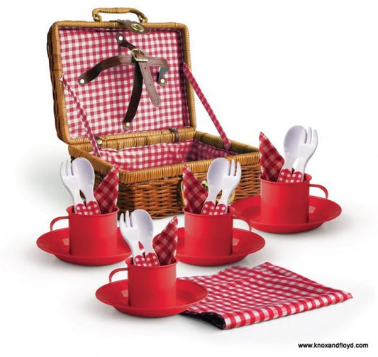 PICNIC BASKET SET RED  NEW LARGE CASE