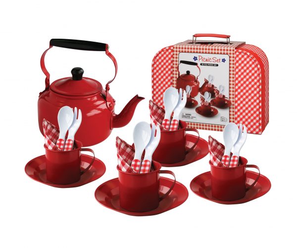 Tin Picnic Set with Kettle and Carry Case