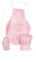 Apron, glove and cooking hat Pink Vichy