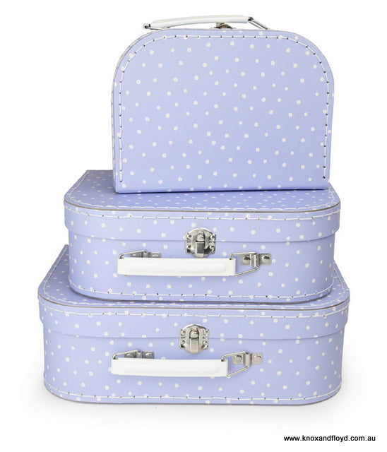 Egmont Suitcase Set 3 – Pale Blue with Little White Dots