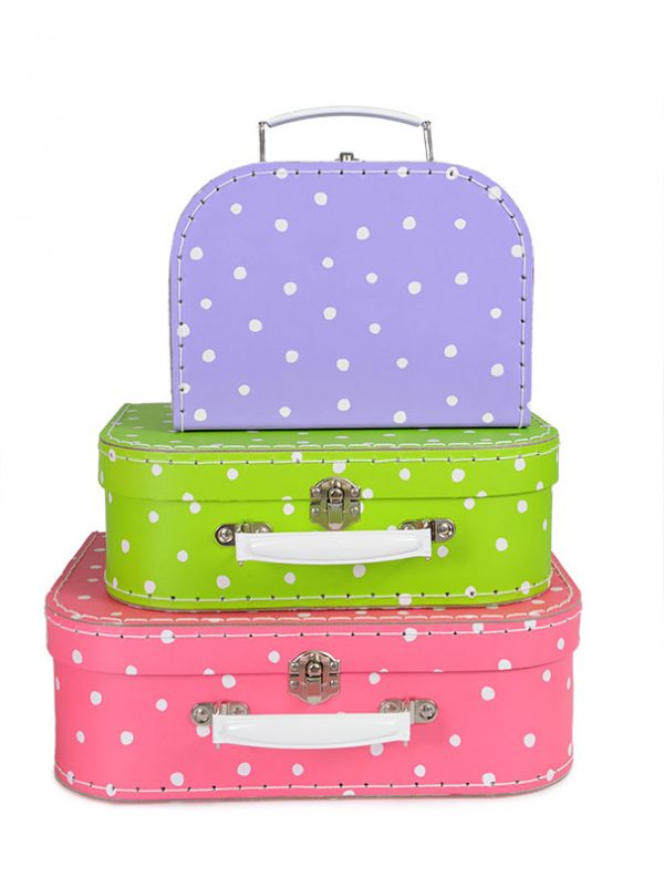 Egmont Suitcase set of 3 – Fuchsia Mauve Green with spots