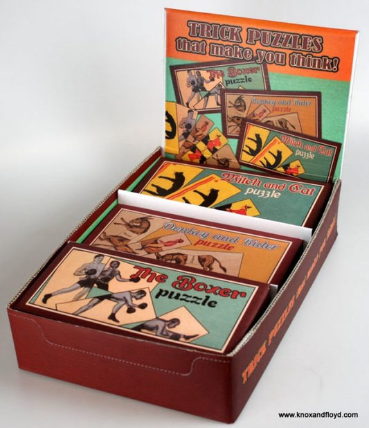 Trick Puzzles – 3 designs – Boxer, Witch & Cat, Rider & Donkey