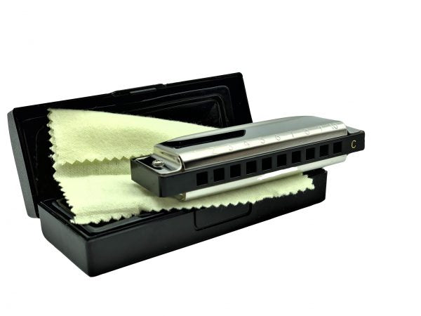 A METAL HARMONICA  10 HOLES