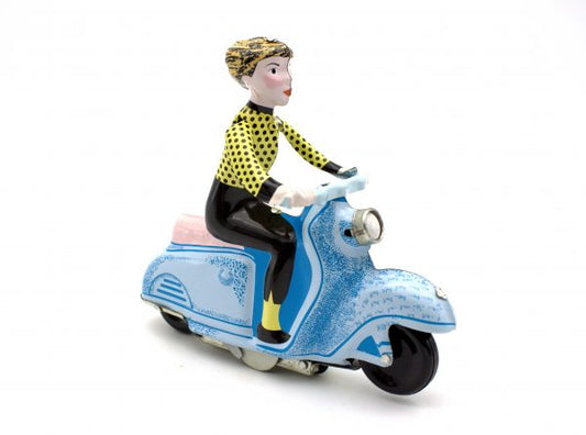 GIRL ON SCOOTER TIN TOY – BLUE