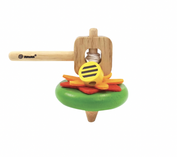 Svoora Wooden Spinning Top with Handle ‘Flower’