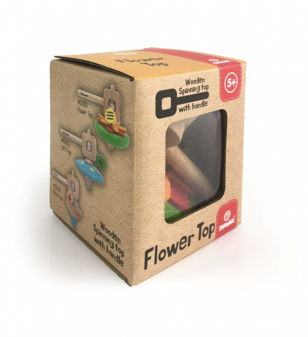 Svoora Wooden Spinning Top with Handle ‘Flower’
