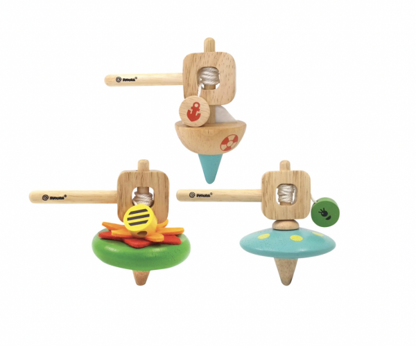 Svoora Wooden Spinning Top with Handle ‘Flower’