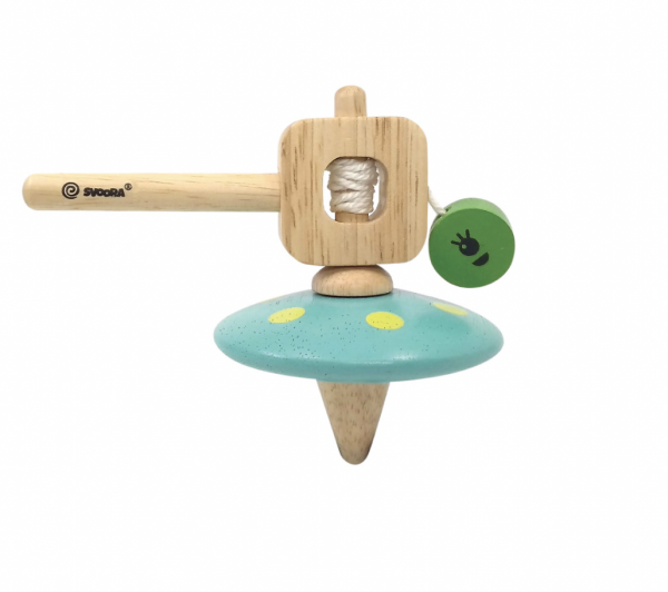 Svoora Wooden Spinning Top with Handle “UFO”