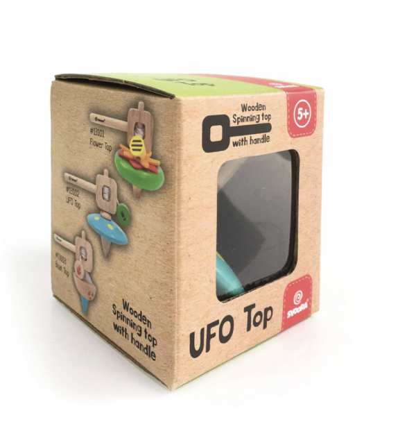 Svoora Wooden Spinning Top with Handle “UFO”
