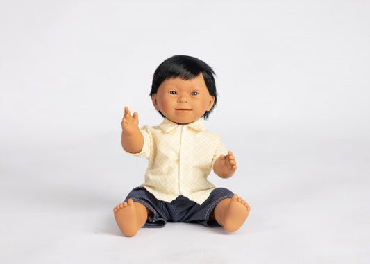 BABY DOLL WITH DOWN SYNDROME FEATURES 40 CM-Indian boy