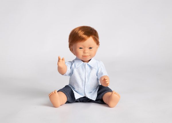 BABY DOLL WITH DOWN SYNDROME FEATURES 40 CM BOY RED HEAD