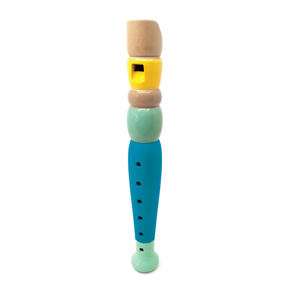 WOODEN MINI FLUTE ‘PEACOCK’ BLUE