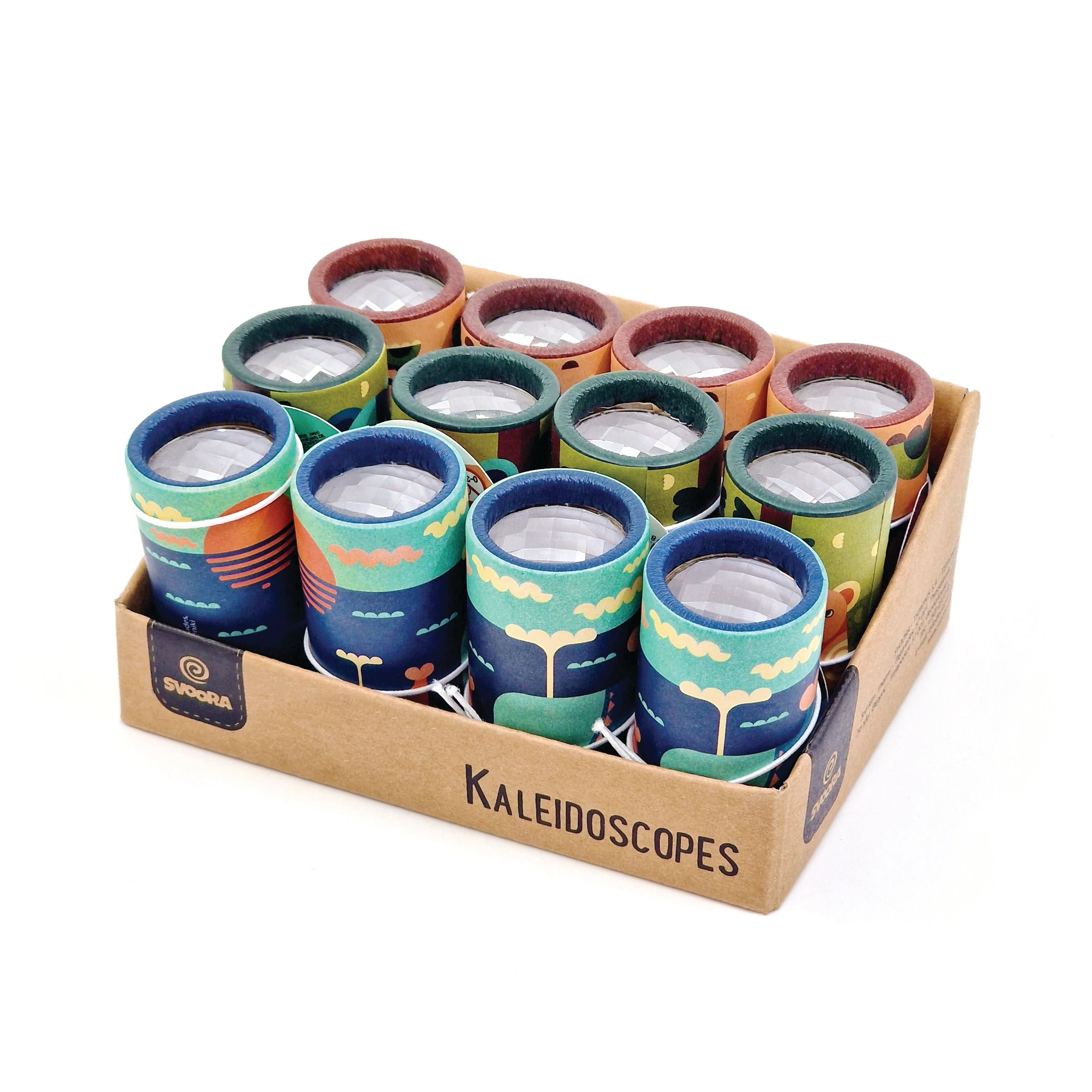 COMPLETE DISPLAY WITH 12 MINI KALEIDOSCOPES ‘FAMILIES'(1 DISPLAY WITH 12 PCS, 3 DESIGNS)