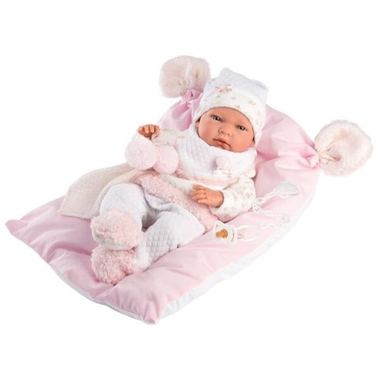 Llorens doll 40 cm – Nica newborn with pink cushion