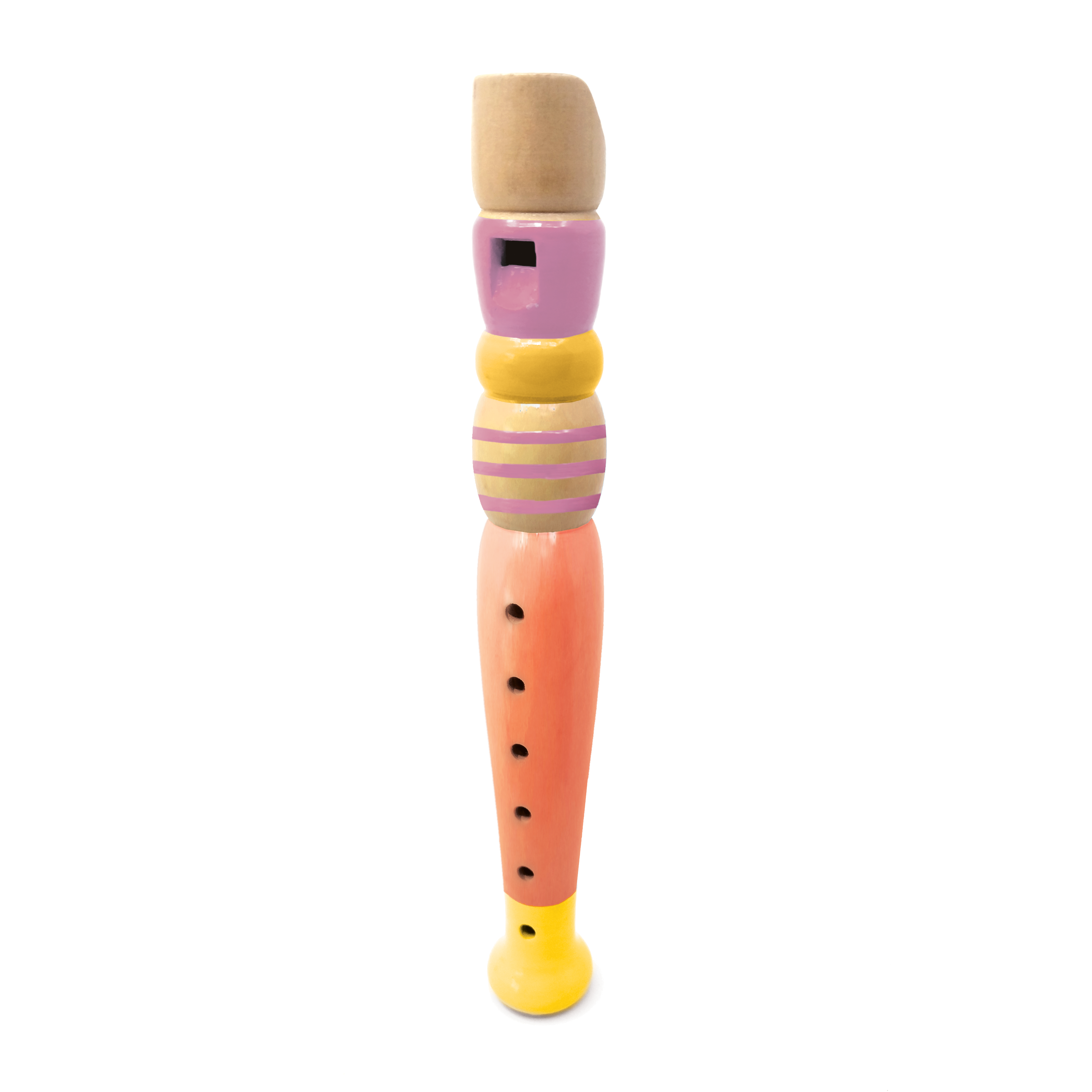 WOODEN MINI FLUTE ‘PEACOCK’ PINK